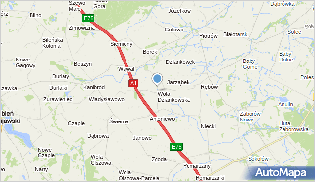mapa Wola Dziankowska, Wola Dziankowska na mapie Targeo